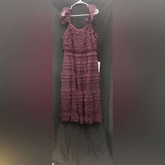 MAC DUGGAL 8054 NWT Ruffle Cap Sleeve Tiered Midi Dress - Picture 5 of 10